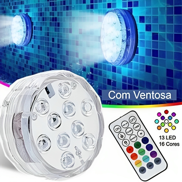 Kit Luminárias de Piscina RGB - Sem Fio Com Controle Remoto - AMERYK