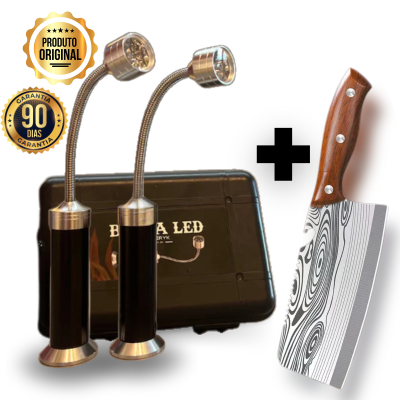 Kit Brasa Led | Compre 1 e Leve 2 + Faca de Damasco + (DESCONTO EXCLUSIVO ATÉ 23:59 DE HOJE)