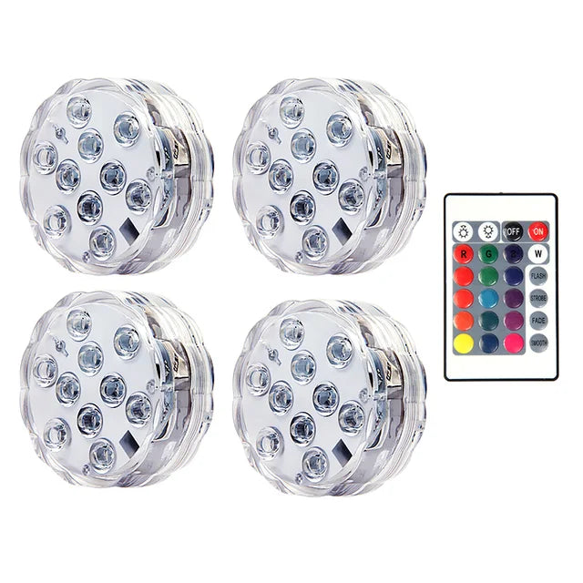 OFERTA DE CARNAVAL - Kit Luminárias de Piscina RGB - Sem Fio Com Controle Remoto - AMERYK