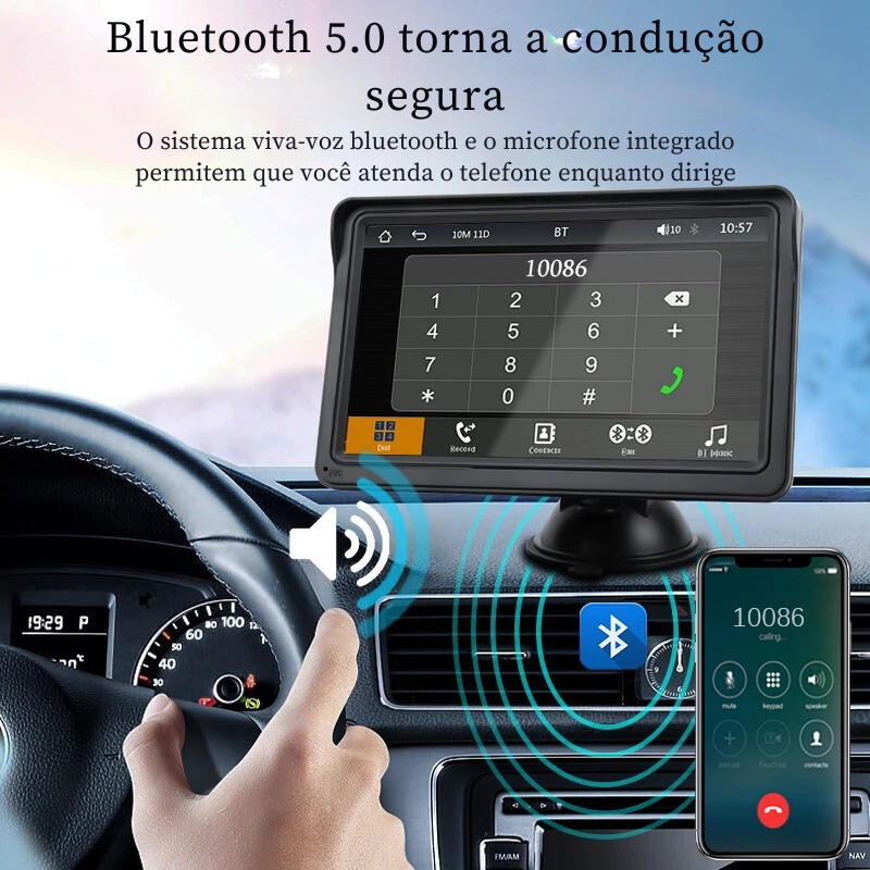 Multimidia Android Auto + CarPlay | Somente Hoje com Suporte de Brinde